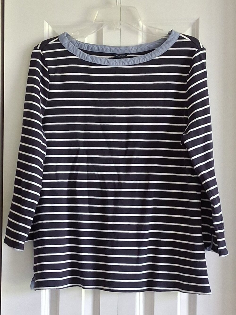 Nautica Navy Blue & White Striped Sweater Top Women's Size XL